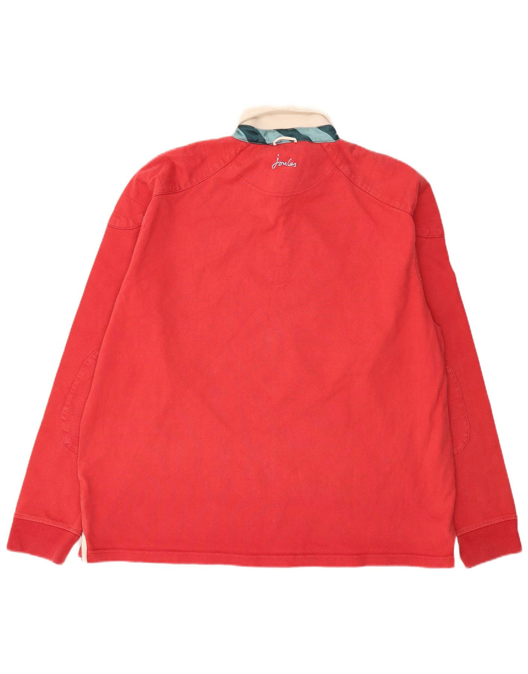 JOULES Mens Long Sleeve Rugby Polo Shirt 2XL Red Colourblock Cotton