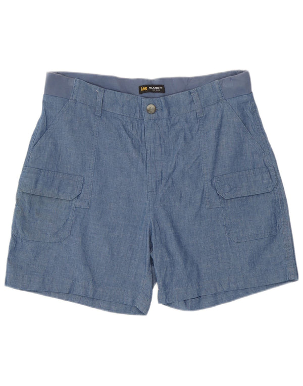 Lee Womens Mid Rise Relaxed Fit Cargo Shorts W34 Large Blue
