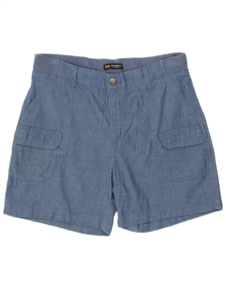 Lee Womens Mid Rise Relaxed Fit Cargo Shorts W34 Large Blue