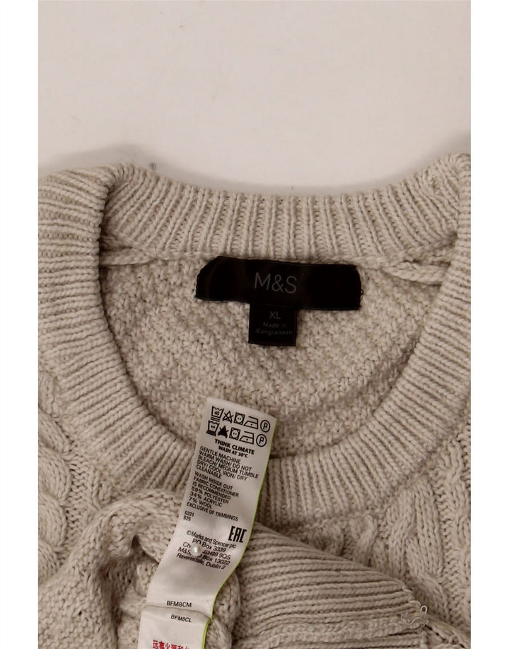 Marks & Spencer Mens Crew Neck Jumper Sweater XL Grey Polyester