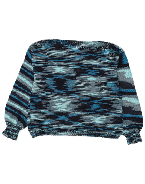 Vintage Womens Boat Neck Jumper Sweater UK 16 Large Blue Striped