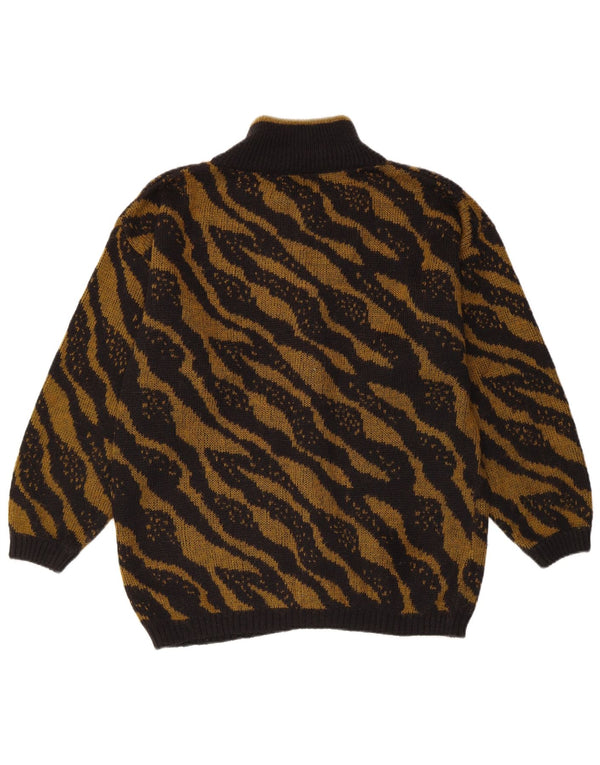 VINTAGE Womens Cardigan Sweater UK 16 Large Black Striped