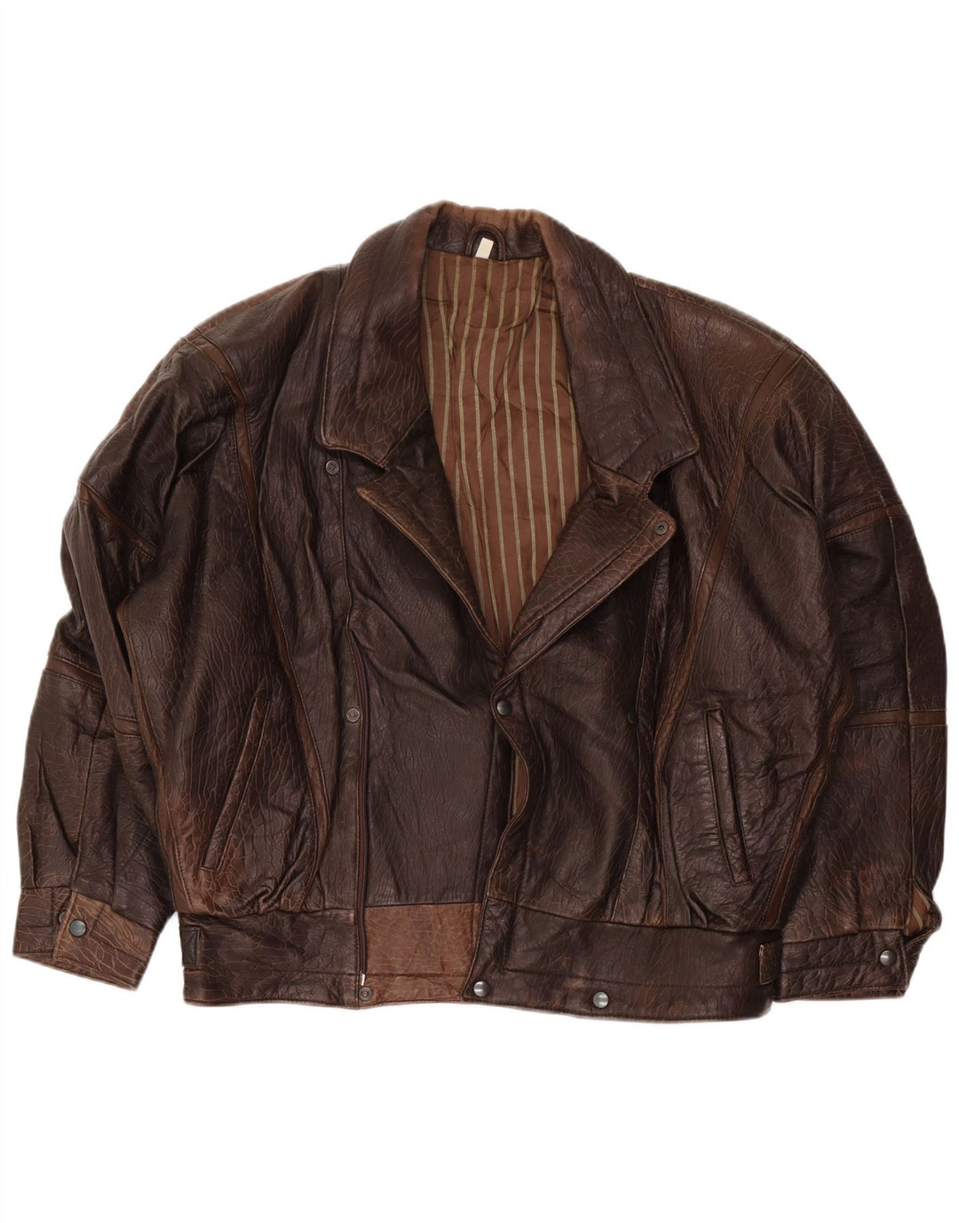 Vintage Mens Leather Jacket IT 52 XL Brown