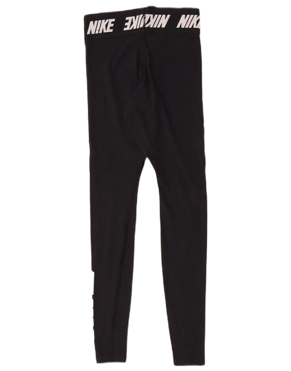 Nike Womens Tight Fit Graphic Leggings UK 4 XS Black Cotton Sports