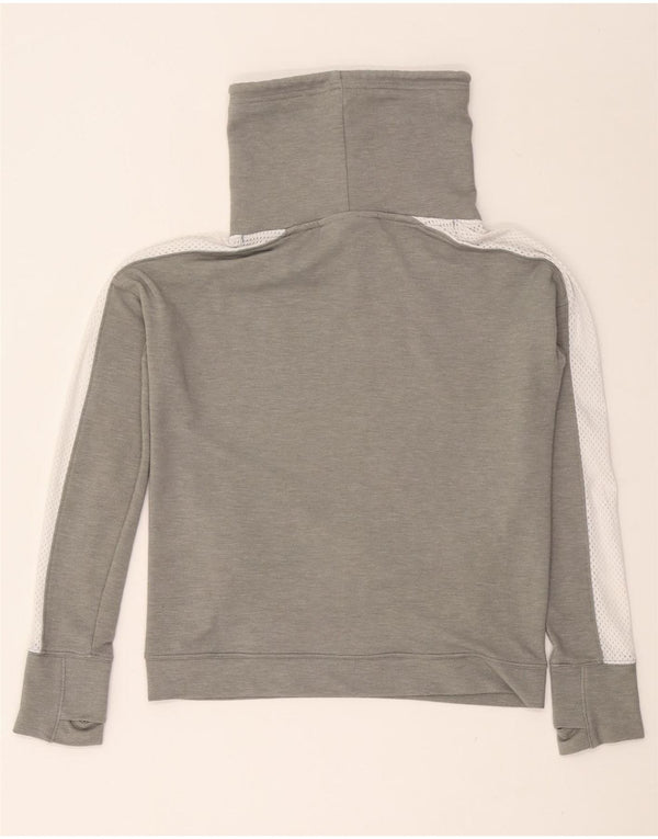 UNDER ARMOUR Womens Crop Loose Fit Hoodie Jumper UK 6 XS Grey Colourblock