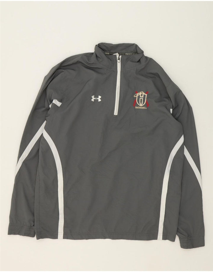 UNDER ARMOUR Mens Zip Neck Pullover Tracksuit Top Large Grey Colourblock Vintage Under Armour and Second-Hand Under Armour from Messina Hembry 