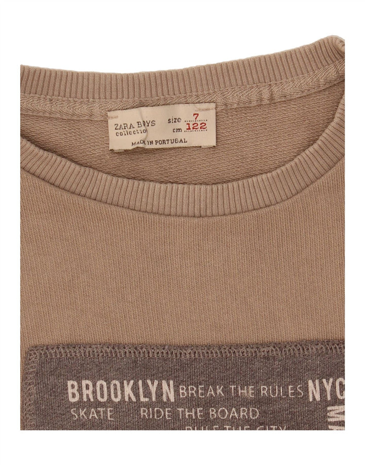 ZARA Boys Graphic T-Shirt Top 6-7 Years Brown Vintage Zara and Second-Hand Zara from Messina Hembry 
