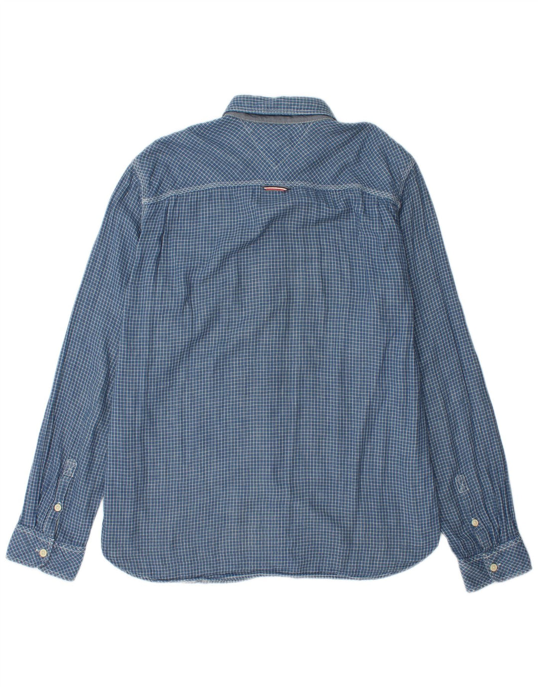 Tommy Hilfiger Mens Shirt Large Blue Check Cotton
