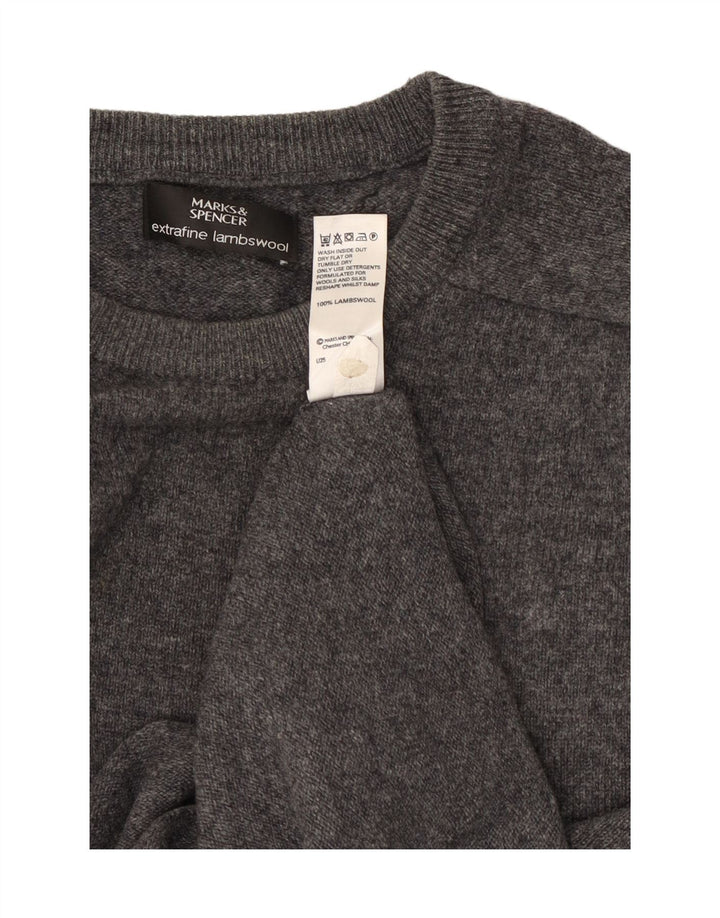 Marks & Spencer Mens Crew Neck Jumper Sweater XL Grey Wool