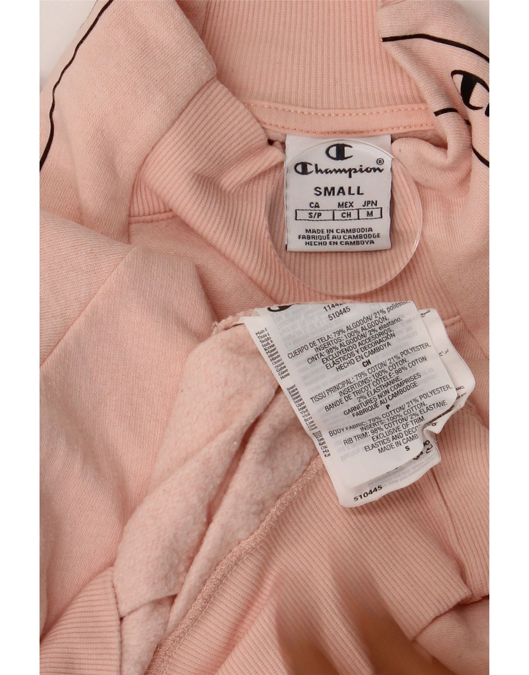 Champion Womens Oversized Graphic Sweatshirt Jumper UK 10 Small Pink Cotton