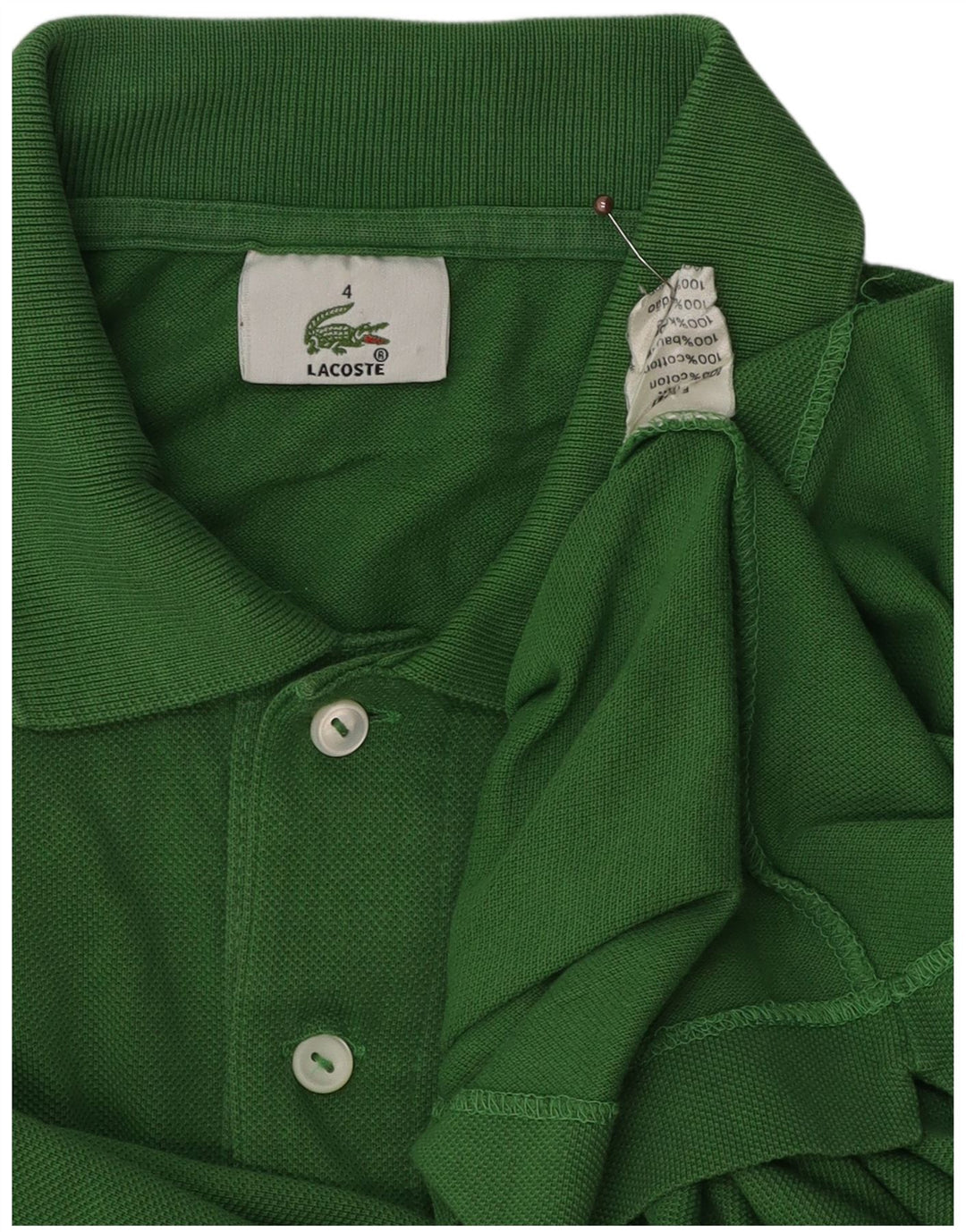 Lacoste Mens Polo Shirt Size 4 Medium Green Cotton