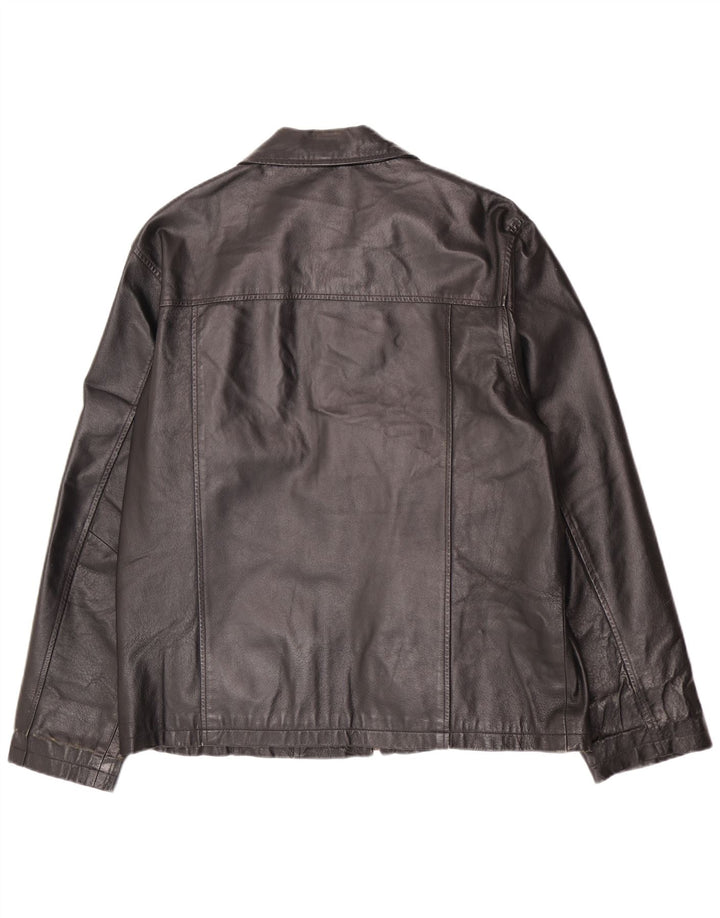 Henry Morell Mens Leather Jacket IT 50 Large Black