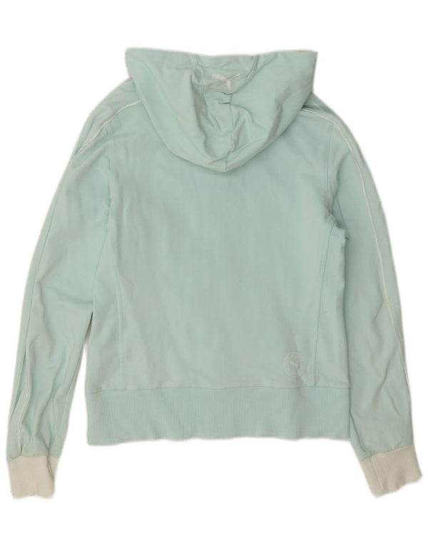 Puma Womens Zip Hoodie Sweater UK 10 Small Turquoise Colourblock Cotton