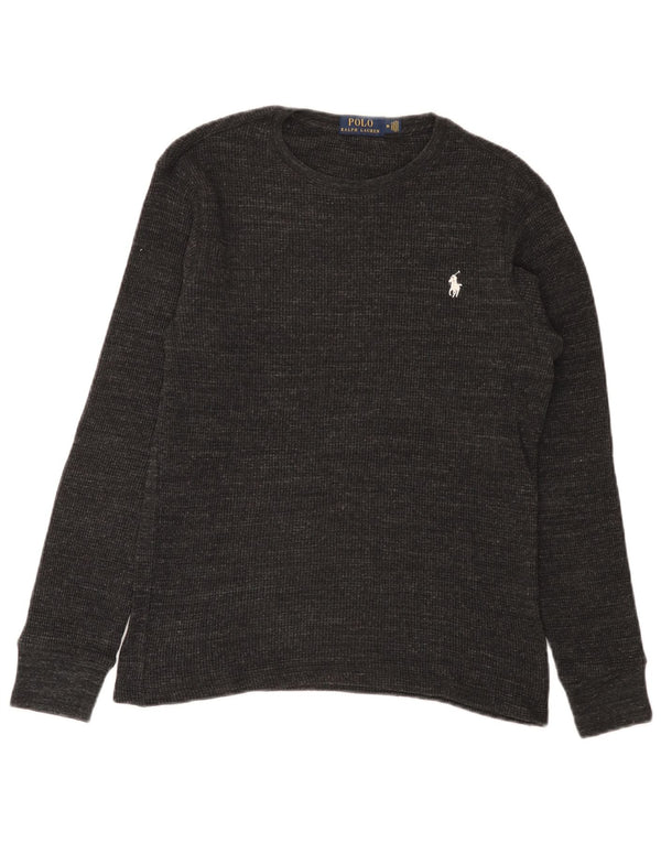 Polo Ralph Lauren Mens Top Long Sleeve Medium Grey Flecked Cotton