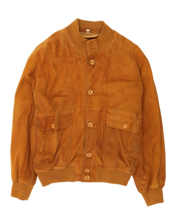 VINTAGE Mens Suede Bomber Jacket UK 42 XL Beige