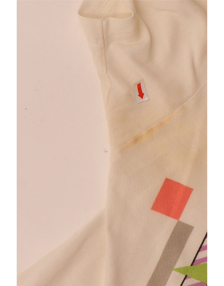 SERGIO TACCHINI Mens Polo Shirt EU 50 Medium Off White Geometric Cotton