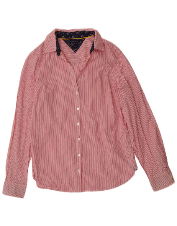 Tommy Hilfiger Womens Fitted Shirt US 12 Large Red Pinstripe