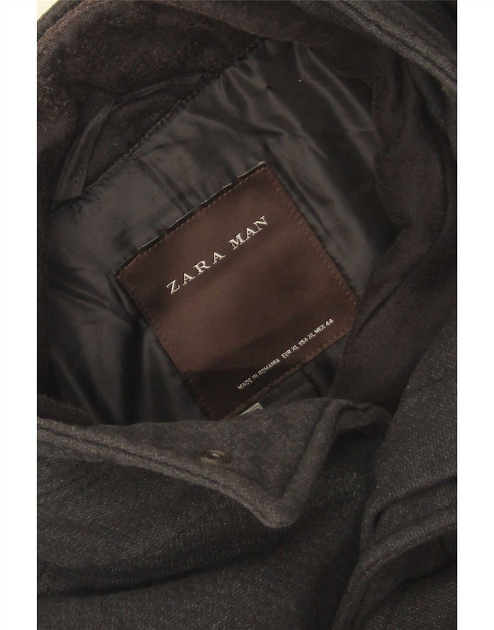 Zara Mens Overcoat UK 42 XL Grey Polyester