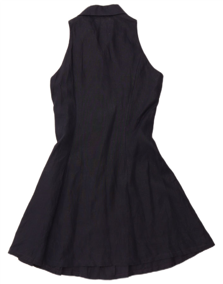 BENETTON Womens Halter Dress IT 44 Medium Navy Blue Linen