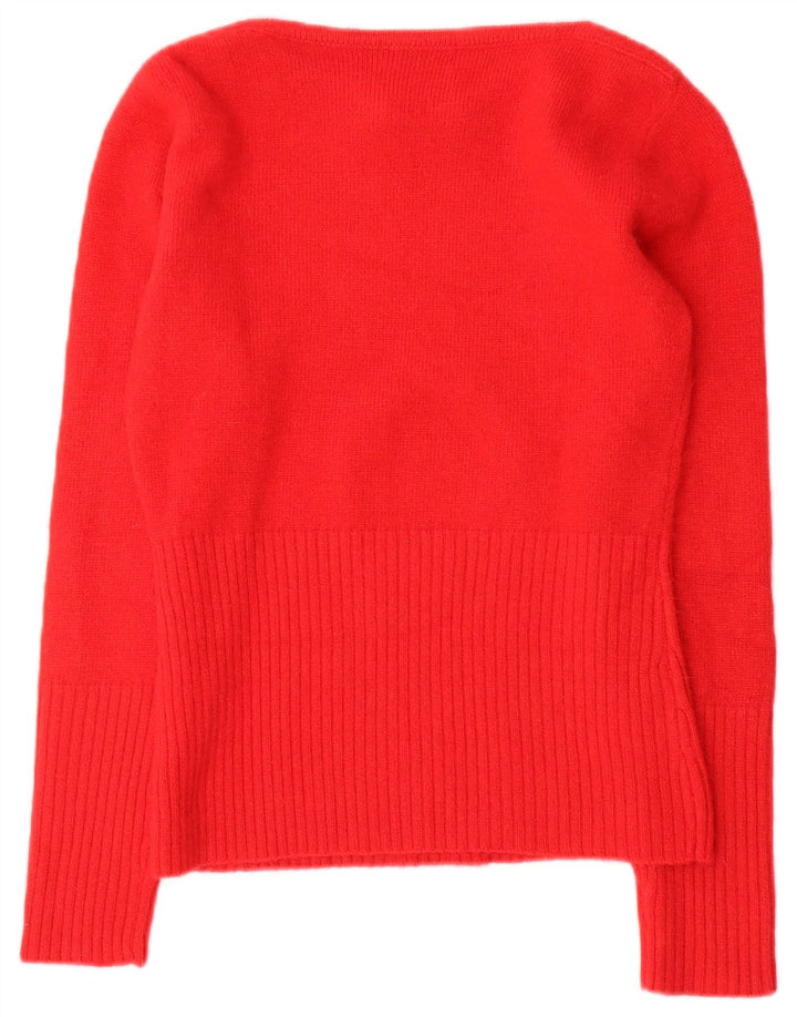 Moda Piu Womens Boat Neck Jumper Sweater IT 41 Medium Red Wool