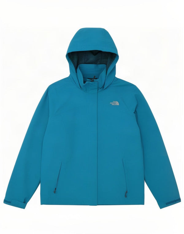 The North Face Womens Hooded Rain Jacket UK 16 Large Blue Polyester