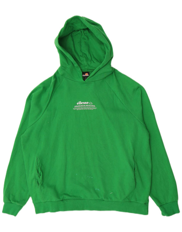 Ellesse Mens Graphic Loose Fit Hoodie Jumper Small Green Cotton
