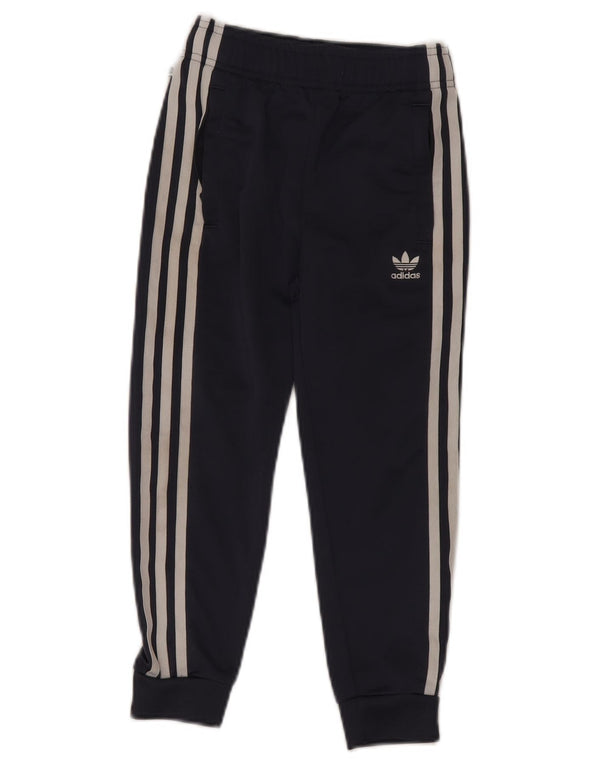 ADIDAS Boys Tracksuit Trousers Joggers 6-7 Years  Navy Blue Polyester