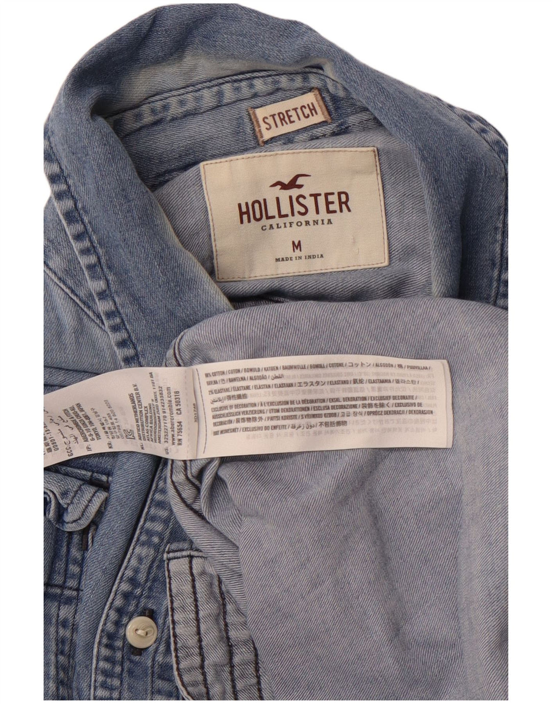HOLLISTER Mens Denim Shirt Medium Blue Cotton