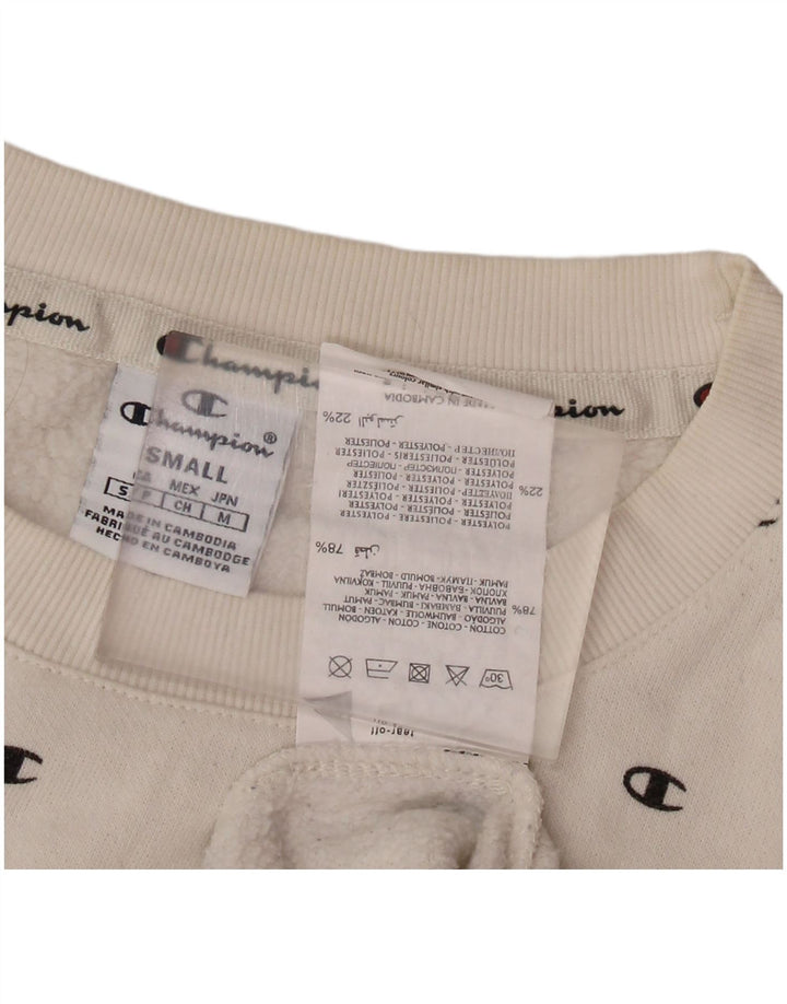 CHAMPION Womens Oversized Graphic Sweatshirt Jumper UK 10 Small White