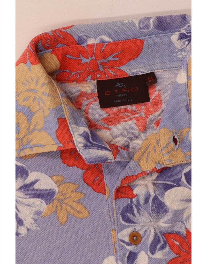 Etro Mens Polo Shirt Medium Purple Floral
