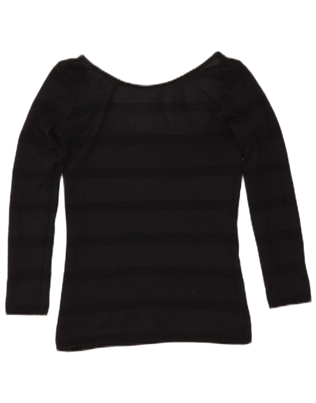 GUESS Womens Crop Boat Neck Jumper Sweater UK 4 XS Black Striped