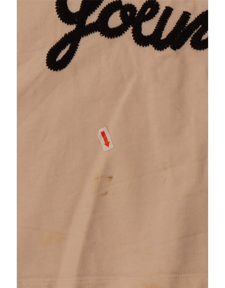 French Connection Womens Crop Graphic T-Shirt Top UK 14 Medium Beige Cotton