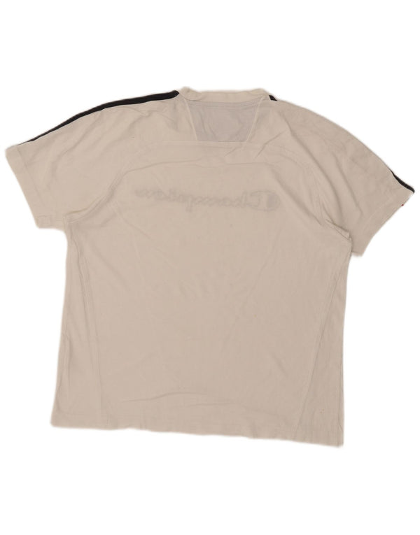 Champion Mens Graphic T-Shirt Top Medium White Colourblock Cotton