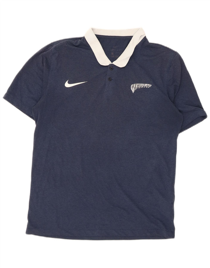 Nike Mens Dri Fit Rugby Polo Shirt Medium Navy Blue Polyester