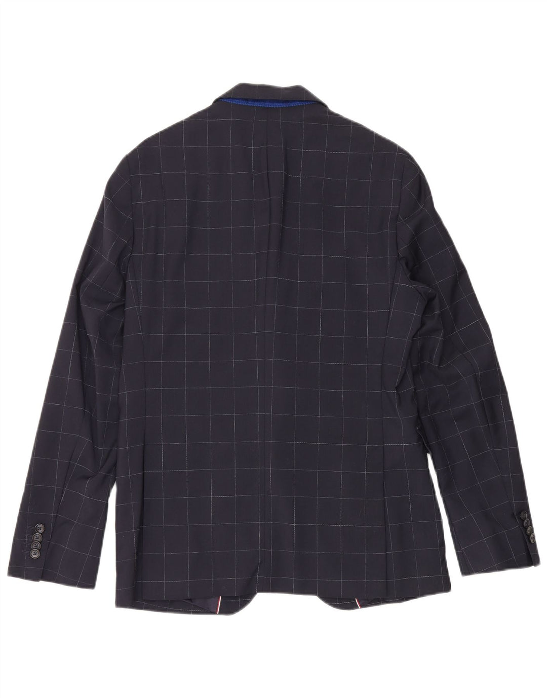 TOMMY HILFIGER Mens Blazer Jacket EU 48 Medium Navy Blue Check Classic