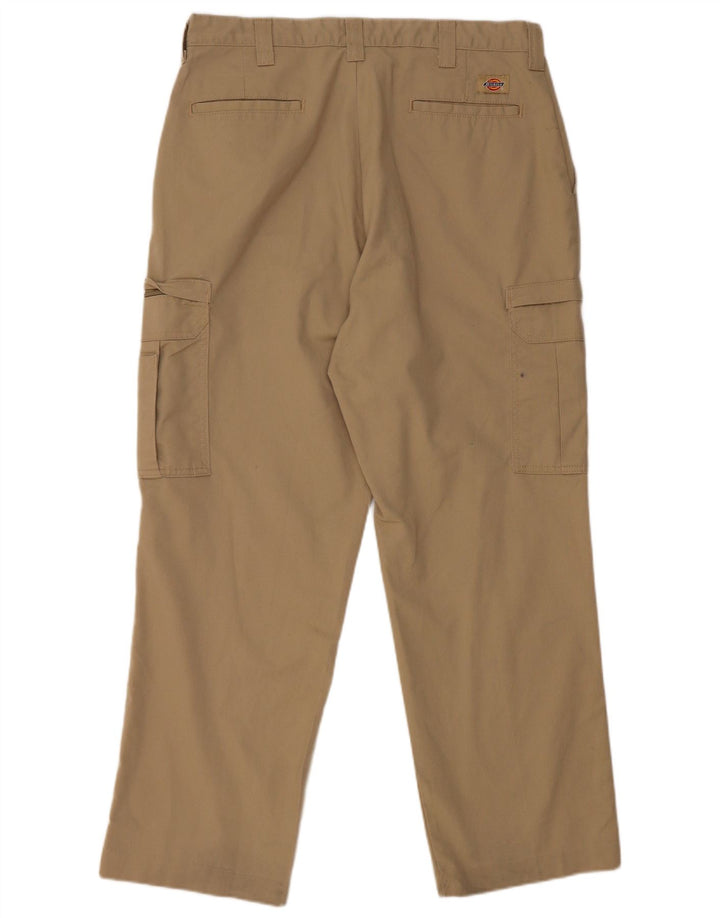DICKIES Mens Straight Cargo Trousers W34 L30 Beige Polyester