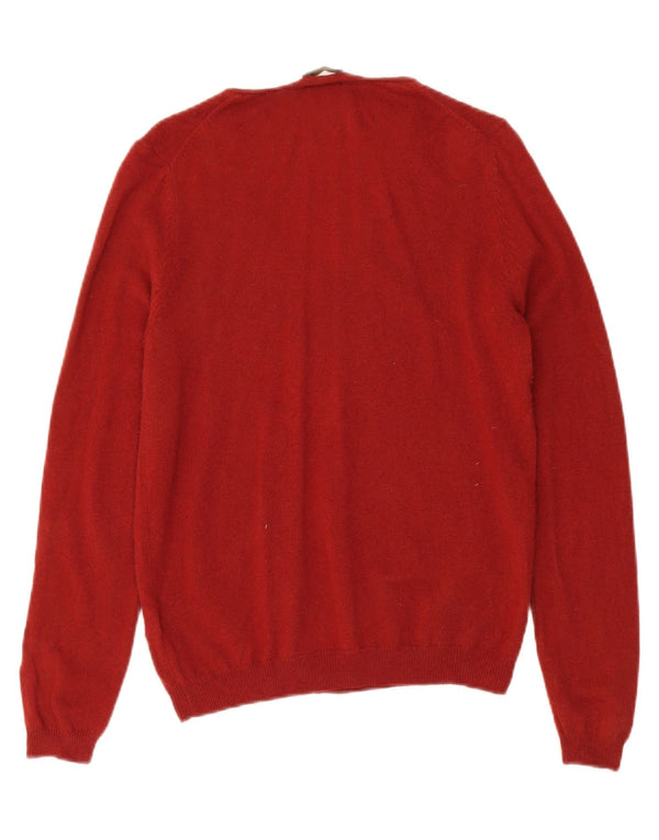 MASSIMO DUTTI Womens V-Neck Jumper Sweater UK 14 Large Red Wool