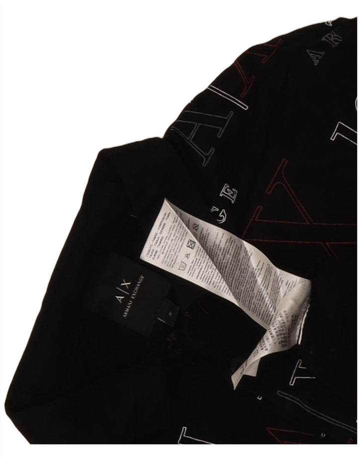 Armani Exchange Mens Graphic Polo Shirt Small Black Cotton
