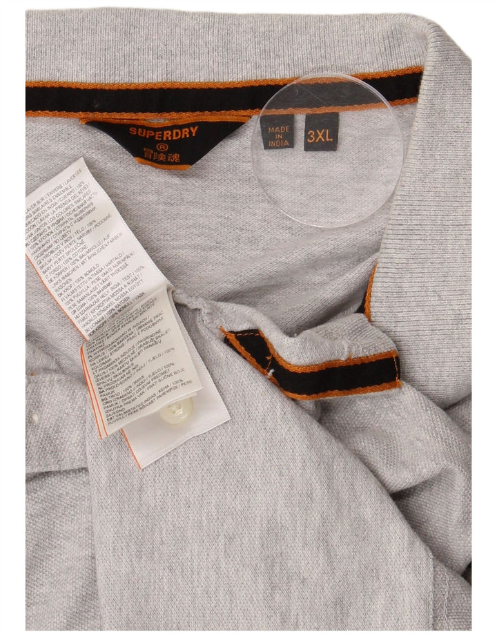 SUPERDRY Mens Polo Shirt 3XL Grey Cotton