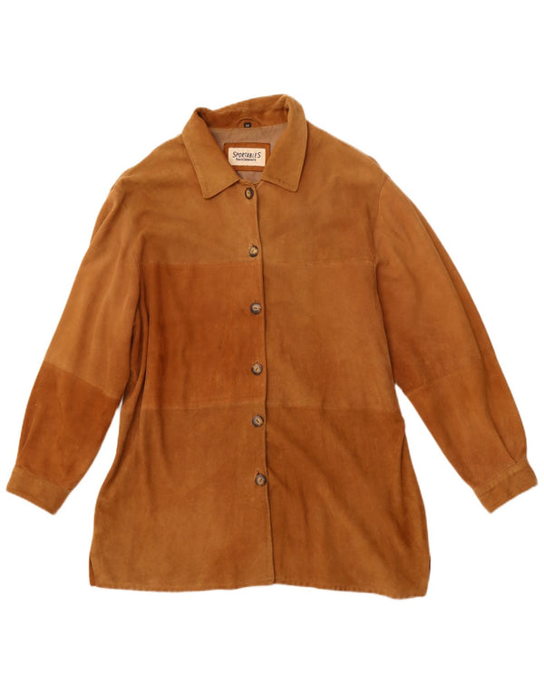 SPORTABLES Womens Suede Jacket IT 44 Medium Brown Patchwork Leather