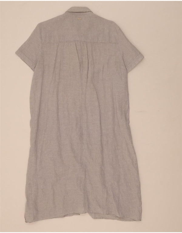Armani Exchange Womens Short Sleeves Shirt Dress US 12 Large Grey Pinstripe