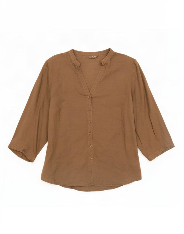 Marks & Spencer Womens Portfolio 3/4 Sleeve Shirt Blouse UK 18 XL Brown