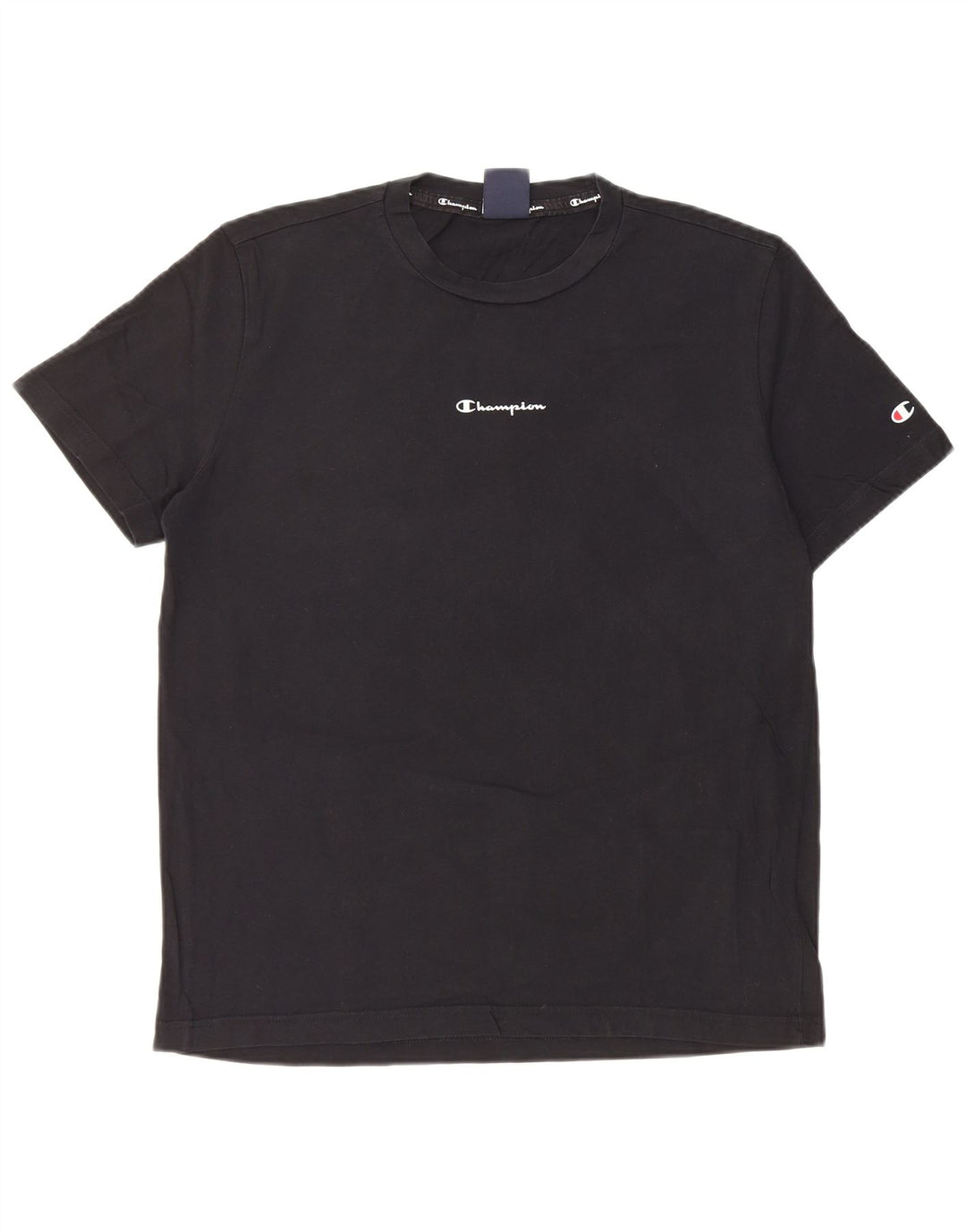 Champion Mens Graphic T-Shirt Top Medium Black Cotton