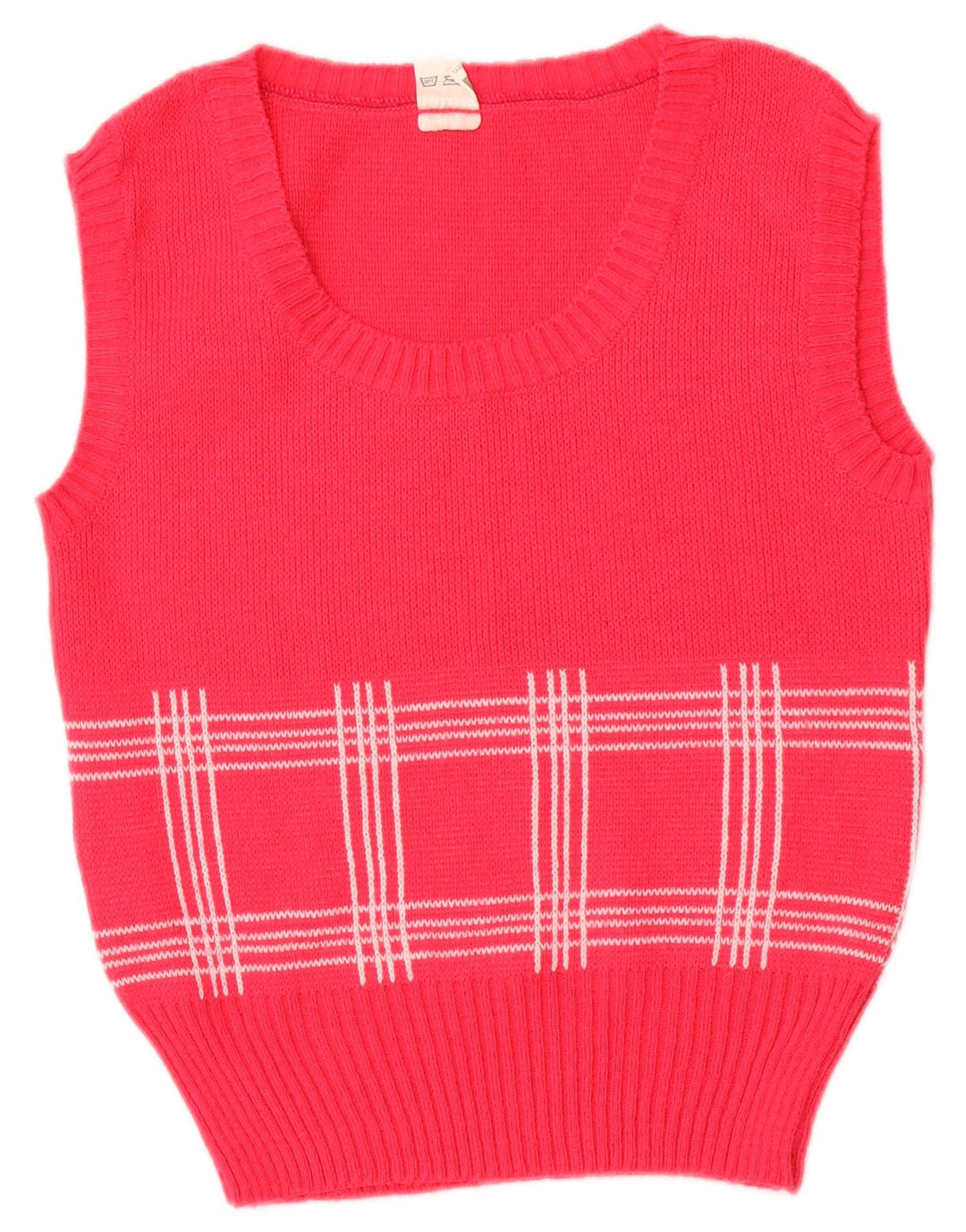 VINTAGE Womens Vest Tank Top IT 44 Medium Pink Check Polyester
