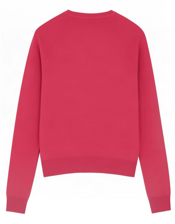 Zara Womens Crop V-Neck Jumper Sweater UK 6 XS Pink Cotton