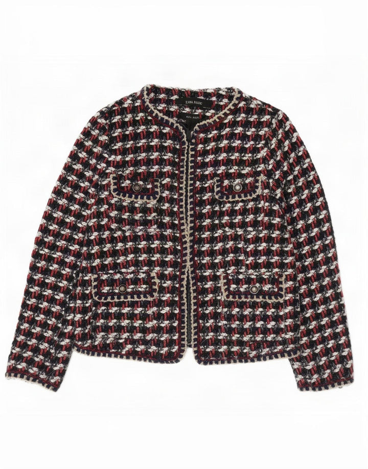 Zara Womens Regular Fit Blazer Jacket UK 10 Small Multicoloured Check