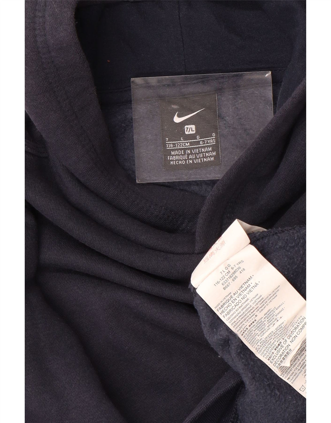 NIKE Boys Hoodie Jumper 6-7 Years Large Navy Blue Cotton