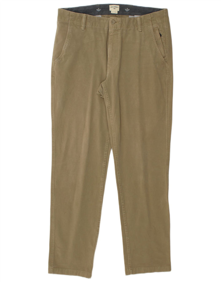 DOCKERS Mens Slim Tapered Chino Trousers W34 L32 Khaki Cotton