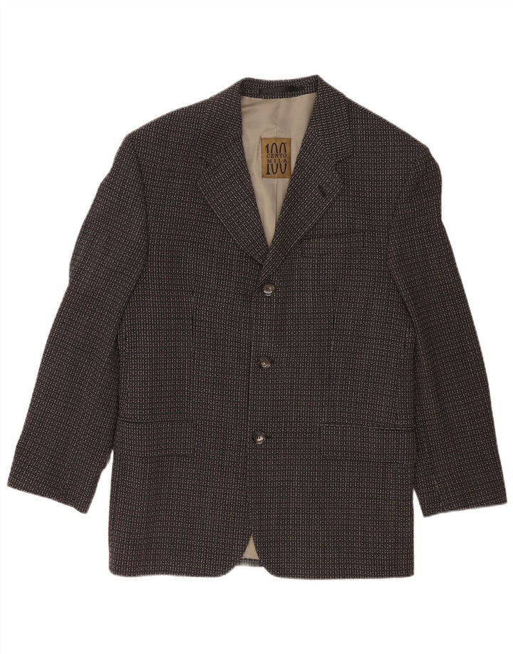 Cento Mila Mens 3 Button Blazer Jacket EU 48 Medium Black Geometric