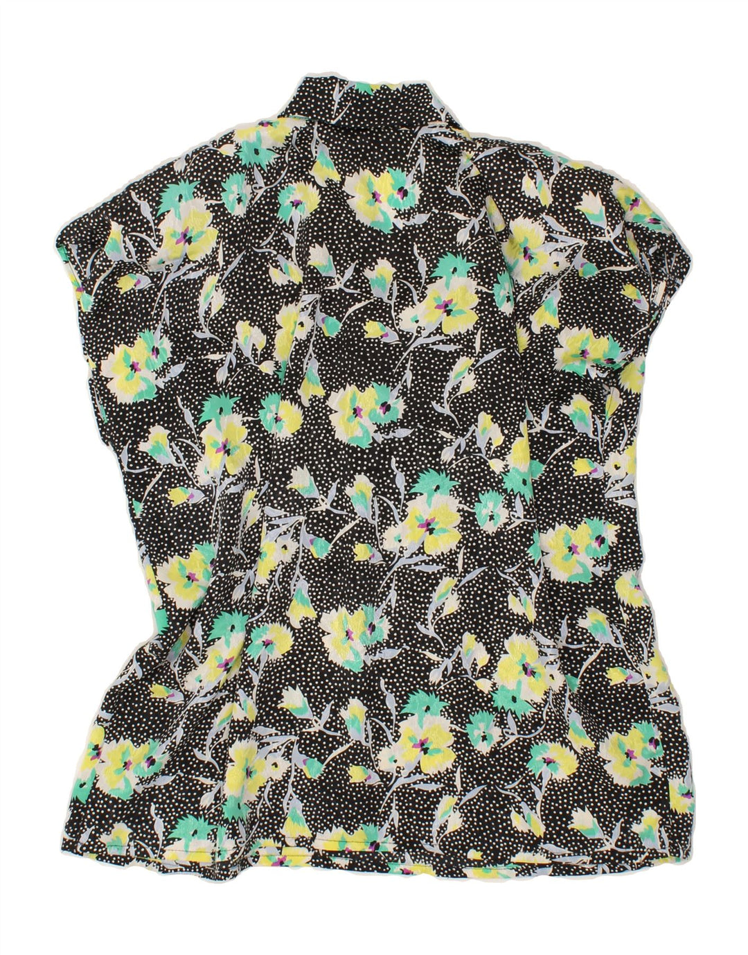VINTAGE Womens Pullover Shirt Blouse UK 14 Medium Black Floral Vintage Vintage and Second-Hand Vintage from Messina Hembry 